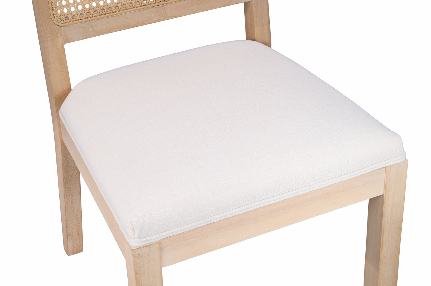 Beige Farmhouse Dining Chairs Set of 2 - Woven Back & Upholstered Seat