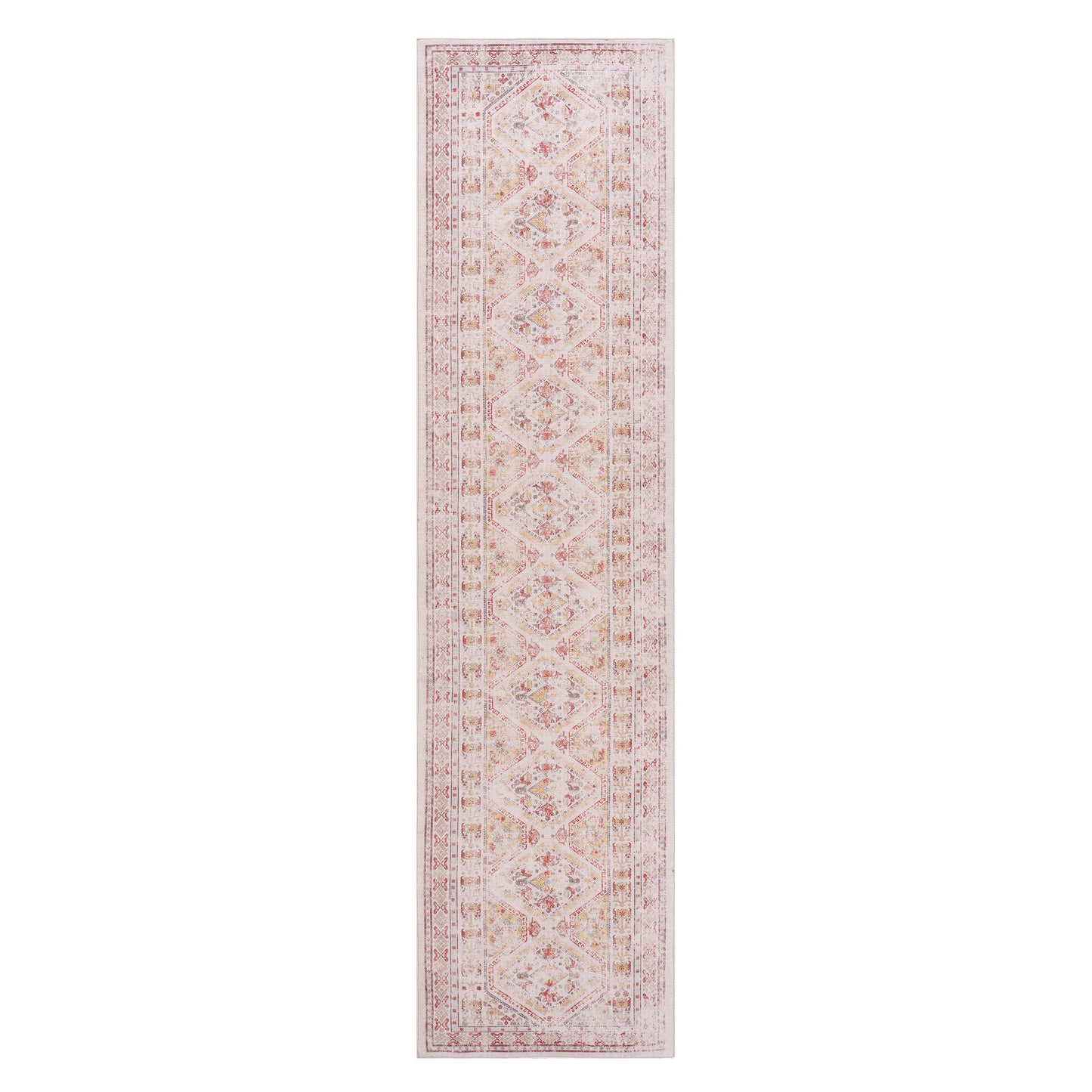 MAVAL Beige Washable Rug 2'6'' X 10' Runner Beige,