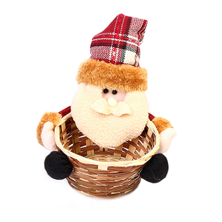 Christmas Decoration Storage Basket with Santa Snowman Elk Candy Holder