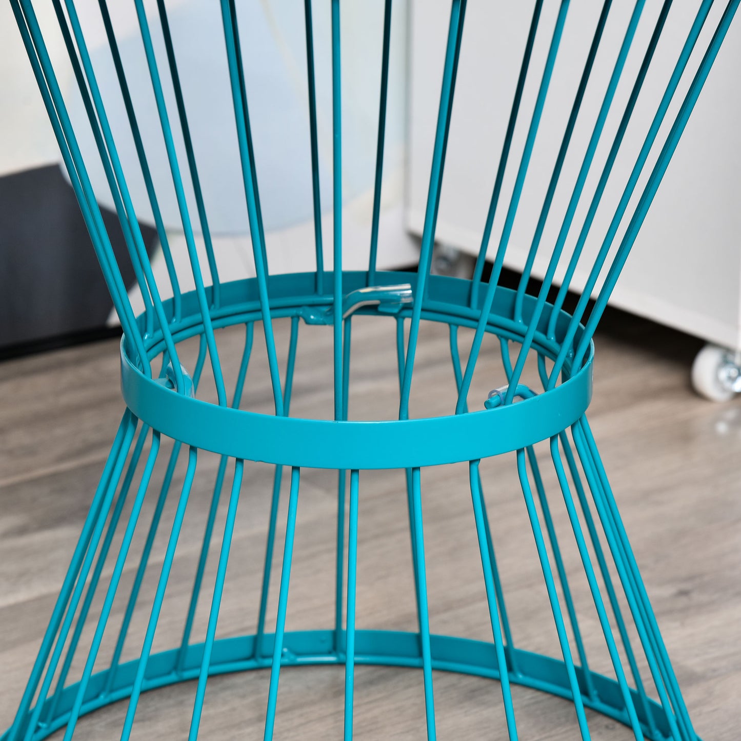16" Steel Patio Side Table - Hourglass Design, Indoor/Outdoor Use - Blue