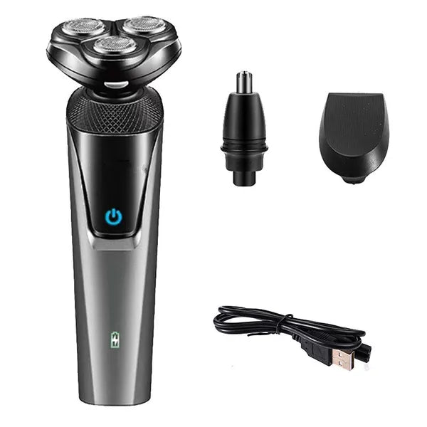 4D Rotary Electric Shaver for Men - Waterproof Wet & Dry Cordless Razor - Gray