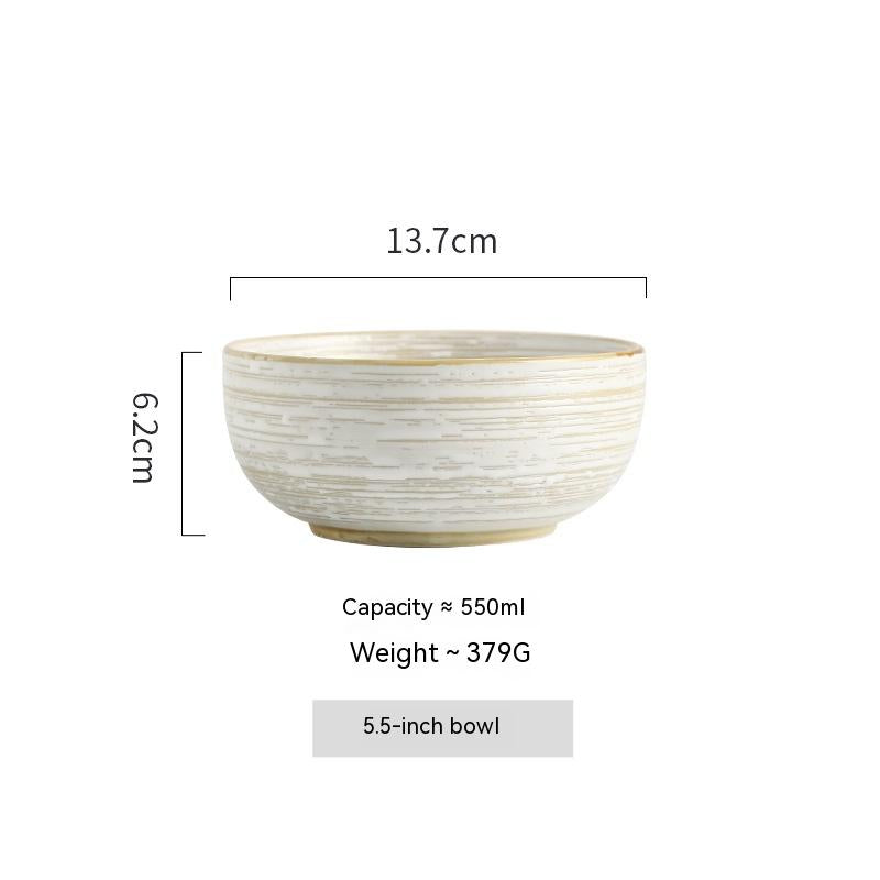 Porcelain Rice Bowl Set 4.5 Inch Retro Kitchen Tableware