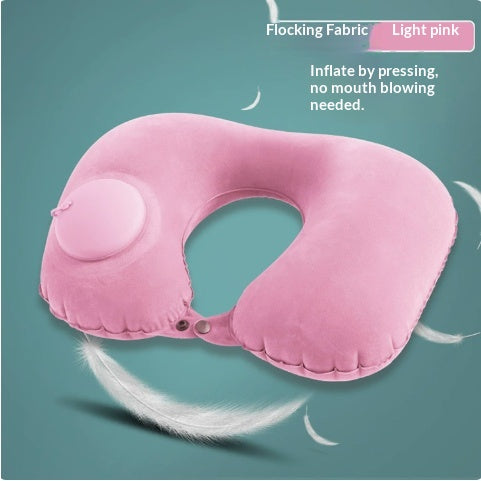 Portable Inflatable U-Shaped Travel Pillow with Self-Inflating Valve
