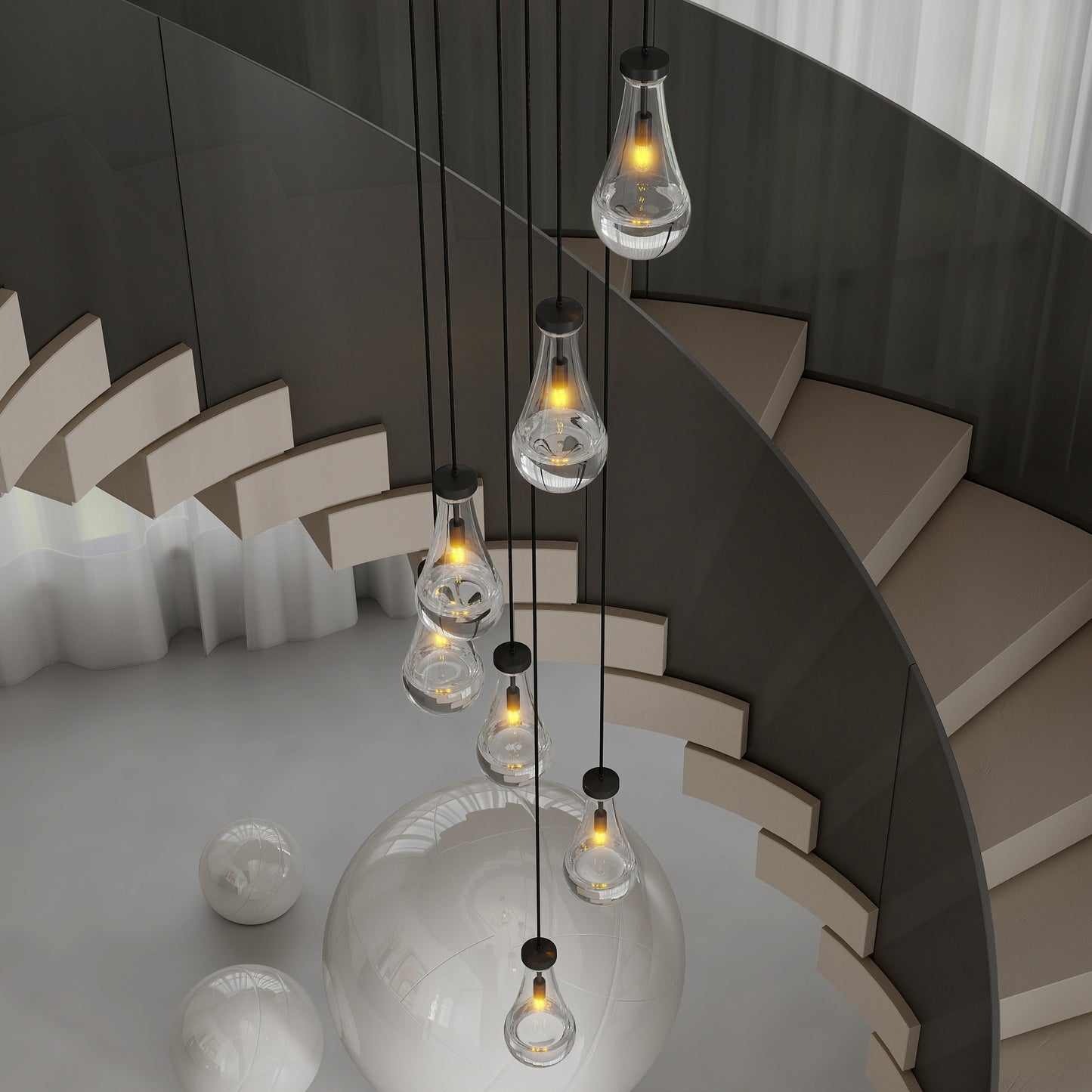 Modern Raindrop Pendant Light Chandelier - Adjustable Height