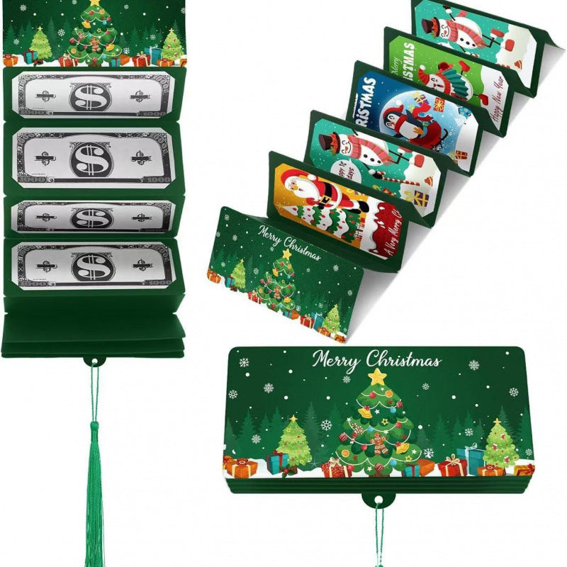 Foldable Dollar Bill Holder with 10 Slots Christmas Party Money Box Red Envelope