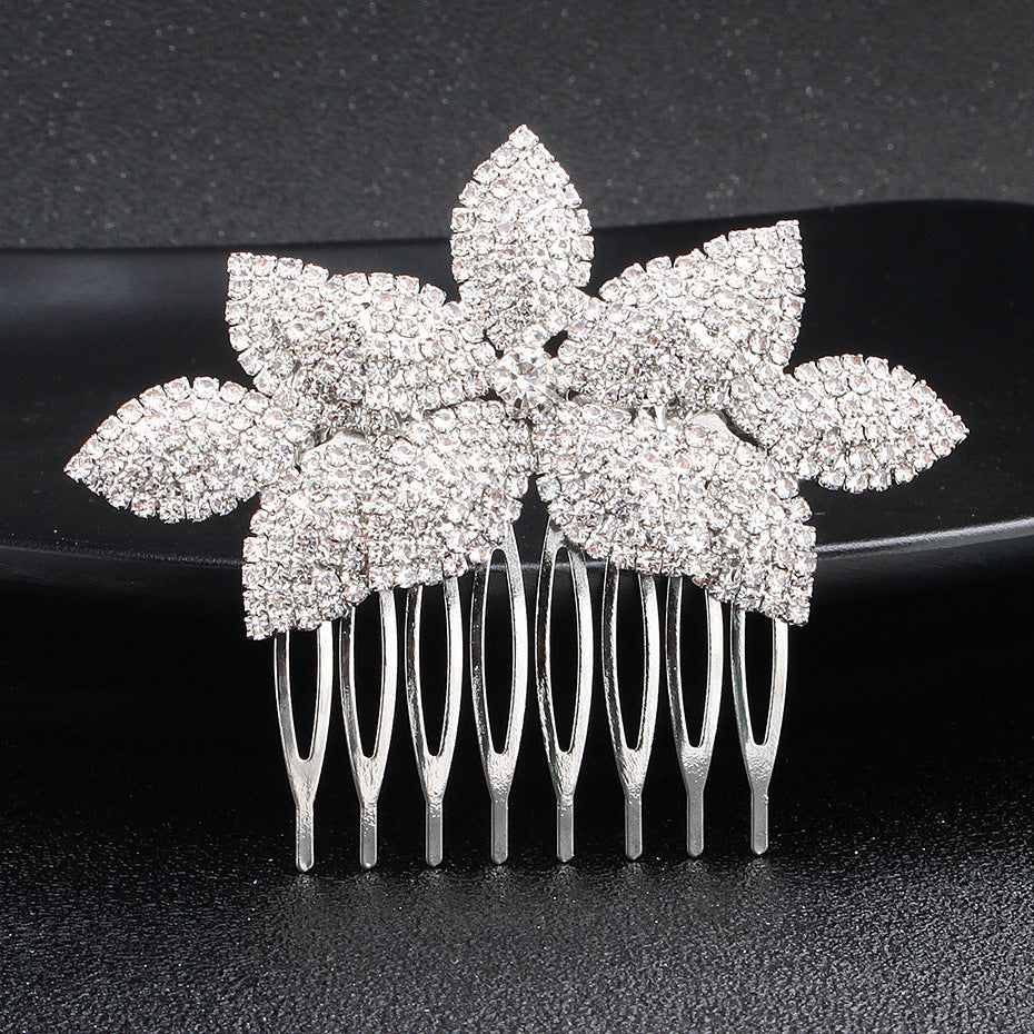 Elegant Bridal Rhinestone Hair Comb with Flower Design - Wedding Accessories