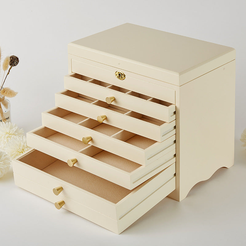 Multi-Layer Wooden Jewelry Storage Box for Desktop - Modern Home Organizer