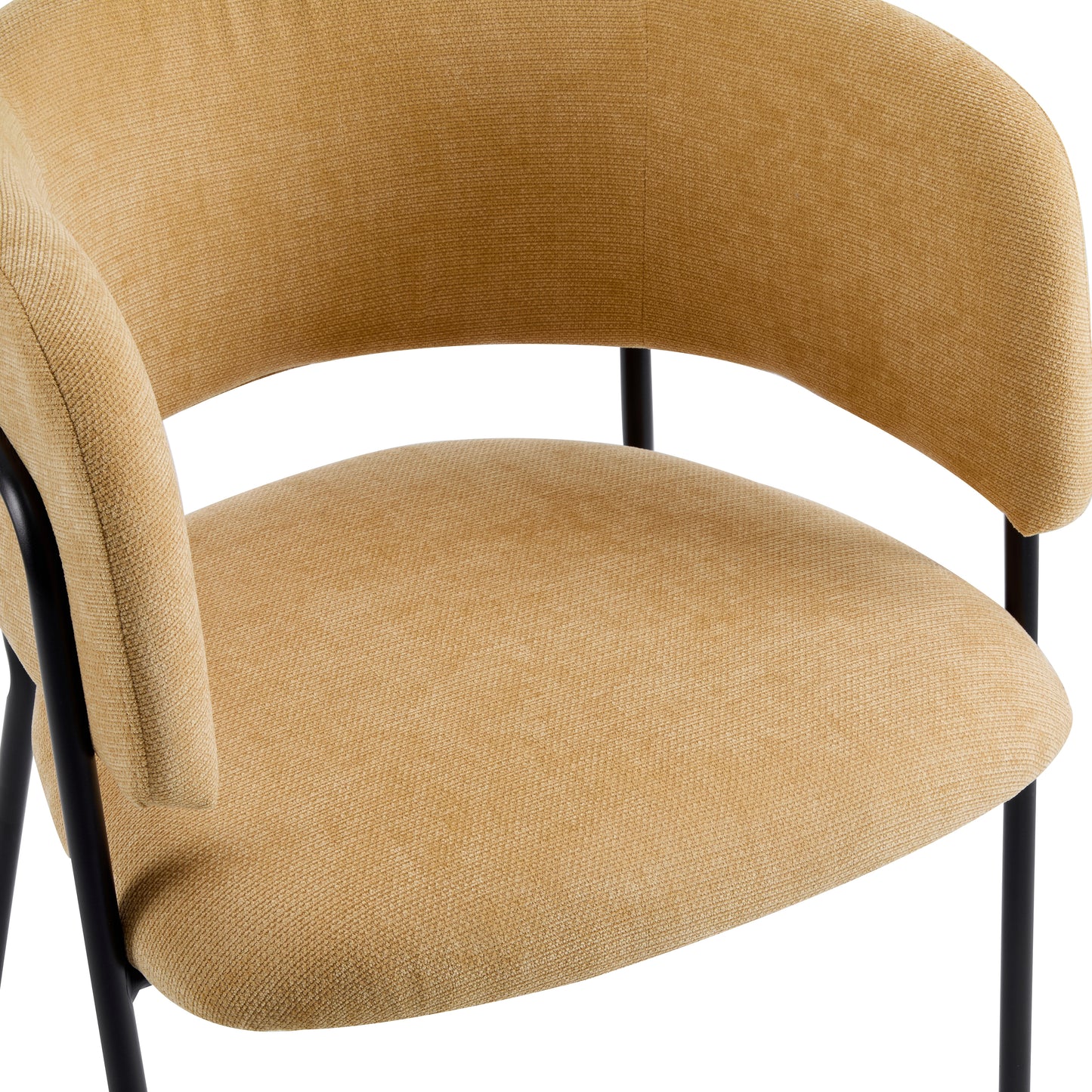 Modern Upholstered Arm Dining Chair Set Of 2-Yellow