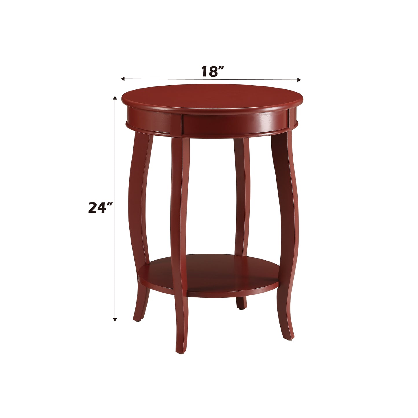 Aberta Red Finish Accent Table with Open Storage Shelf