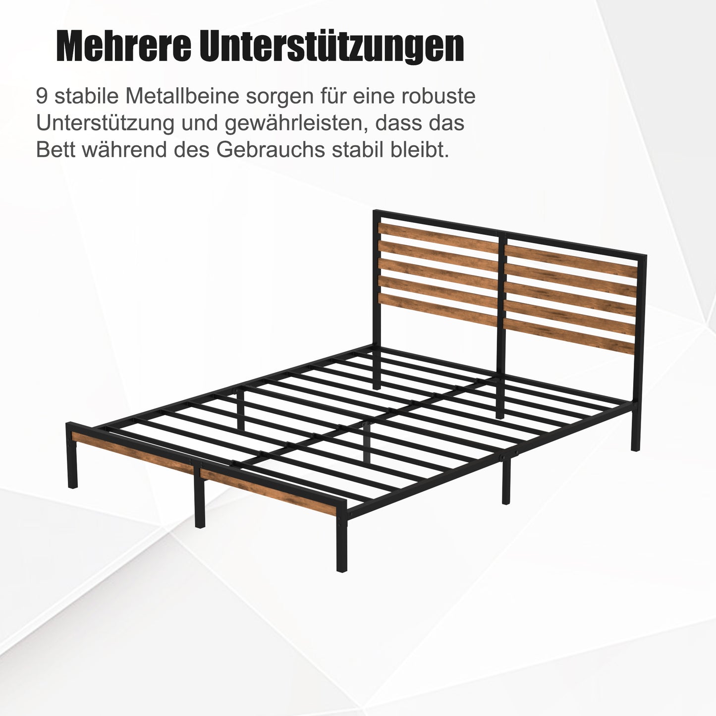 Full Size Platform Bed Frame with Wood Headboard & Under Bed Storage