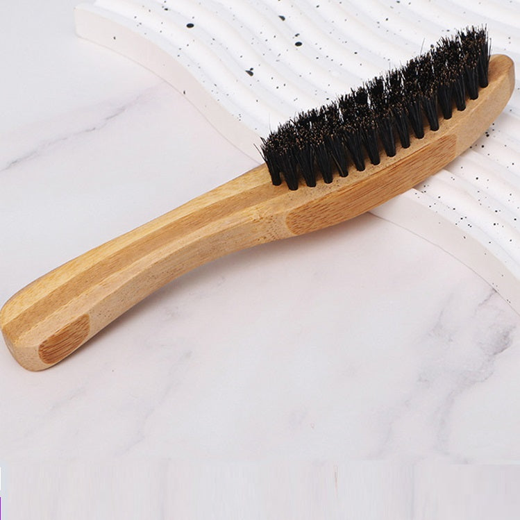 Men's Portable Beard Brush with Handle - Wooden Bamboo Grooming Tool