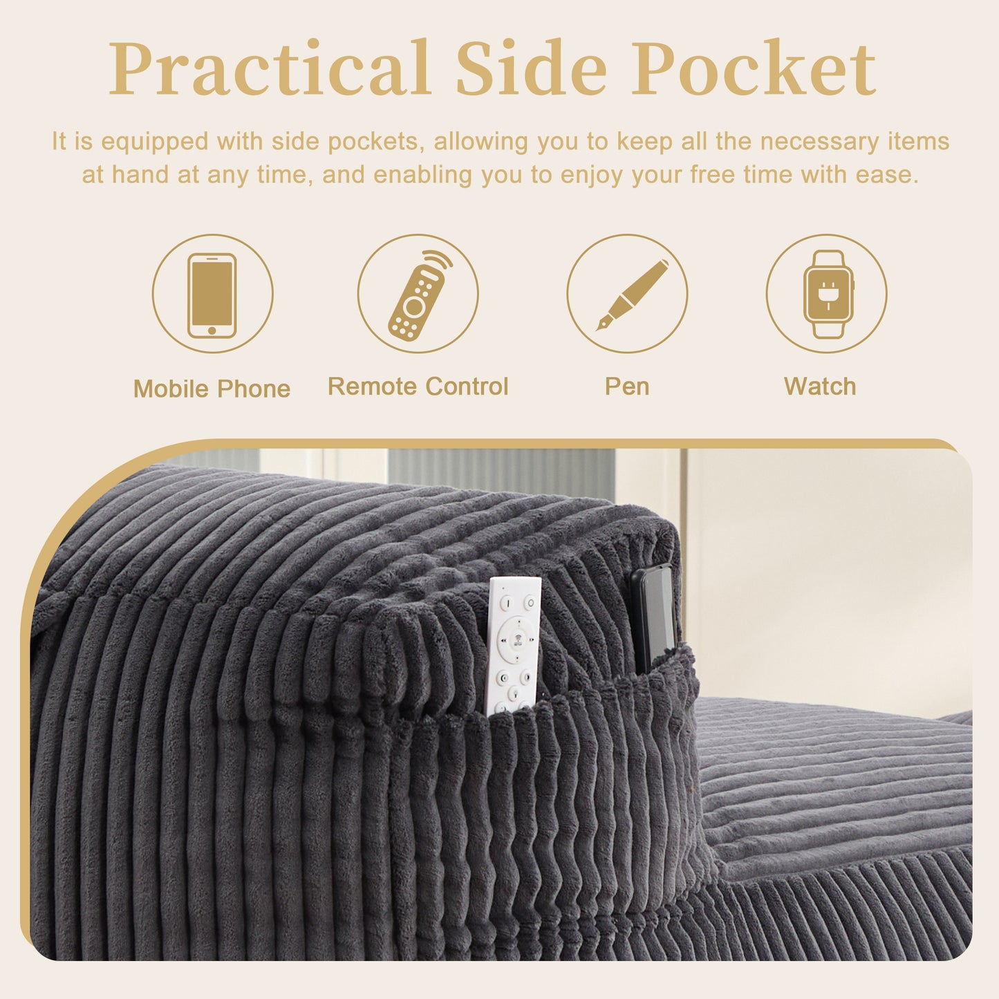 Large Memory Foam Bean Bag Chair for Adults - Dark Gray