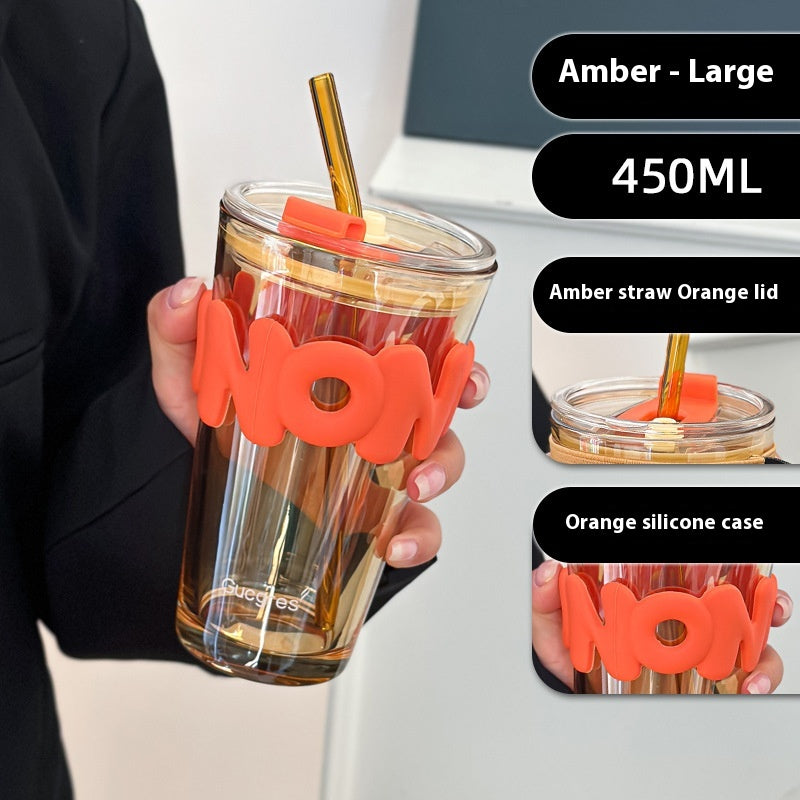 Portable Coffee Cup with Rose Red Design, Leak-Proof & Heat Insulated