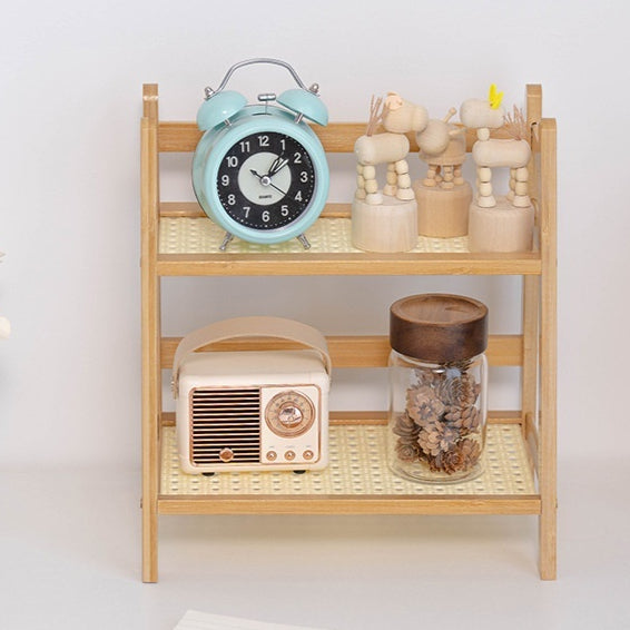 Bamboo Multi-Layer Storage Rack for Guest Rooms - 2 Layers