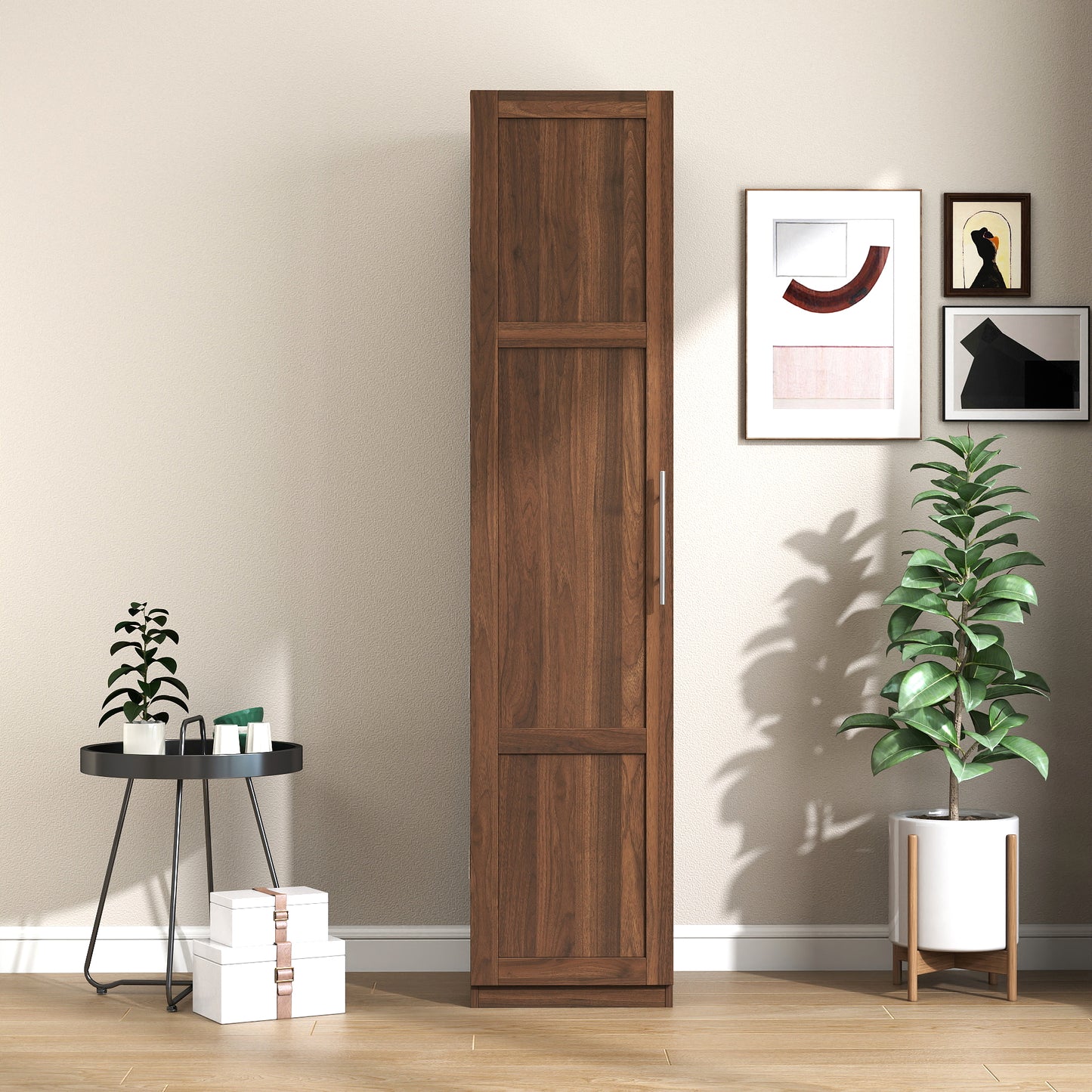 Kitchen Pantry Cabinet, Walnut Freestanding Buffet Cupboards