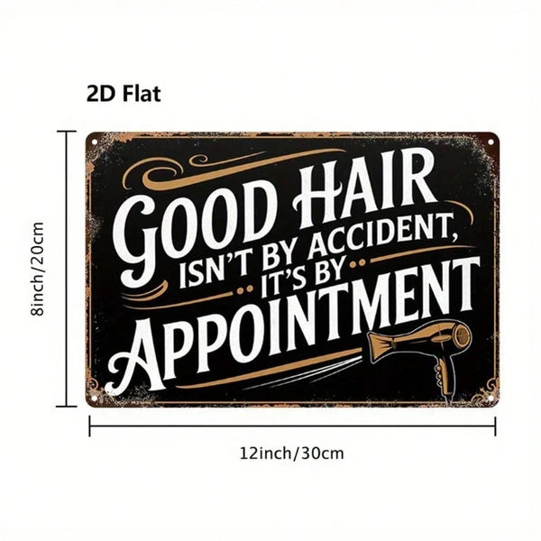 Vintage Barber Shop Sign - Good Hair Isn't By Accident Wall Art