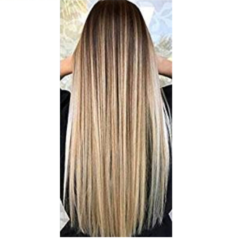 European & American Style Women's Golden Brown Gradient Wig Long Straight Hair