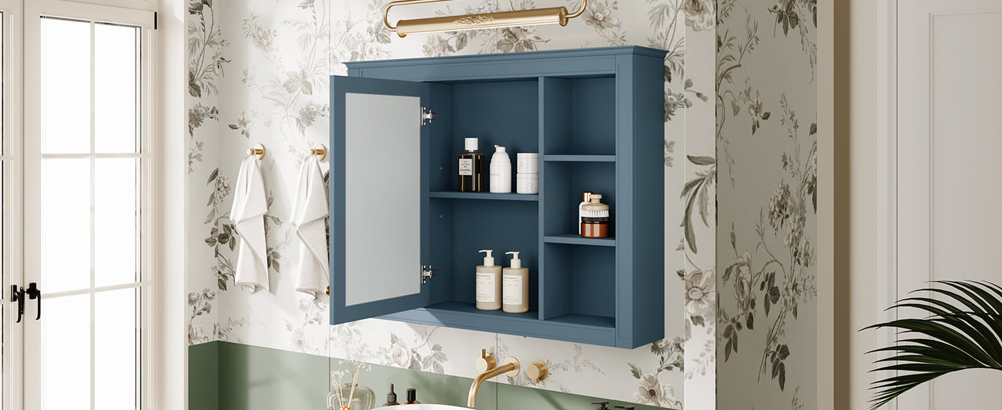 35'' x 28'' Wall Mounted Bathroom Storage Cabinet with Mirror - Indigo Blue