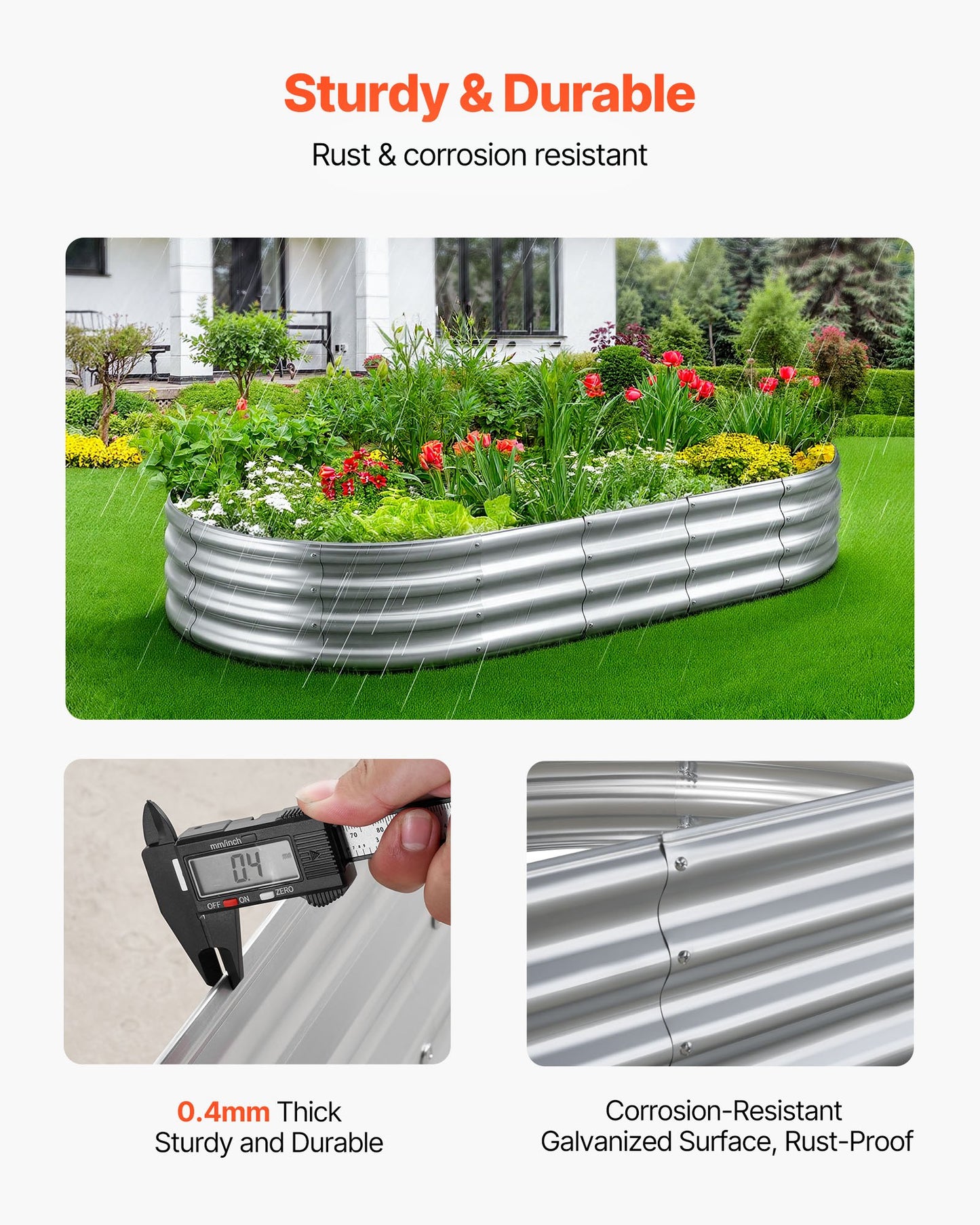 6x3x1 ft Metal Raised Garden Bed - Outdoor Galvanized Planter Box for Vegetables Herbs Flowers