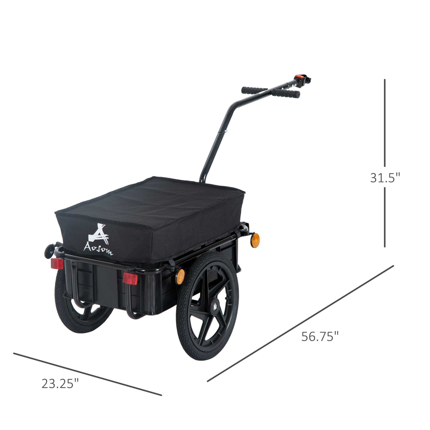 Bicycle Cargo Trailer with Waterproof Cover & Removable Box - Black