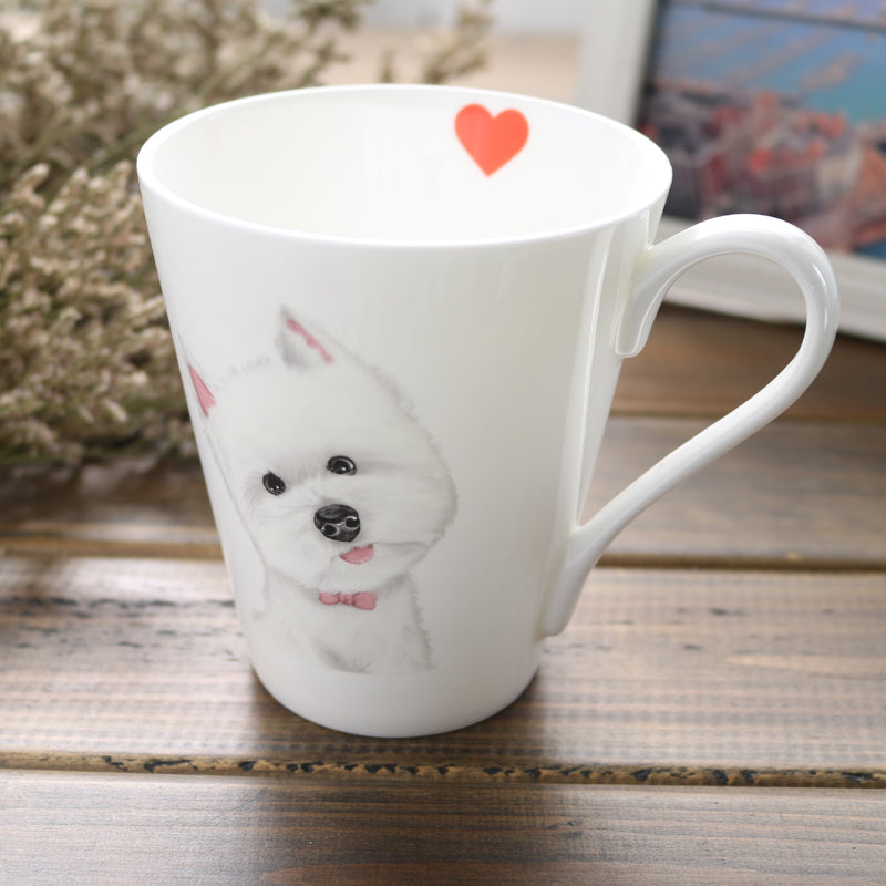 Creative Coffee Milk Cup Ceramic Drinkware with Lid & Spoon - Multiple Styles