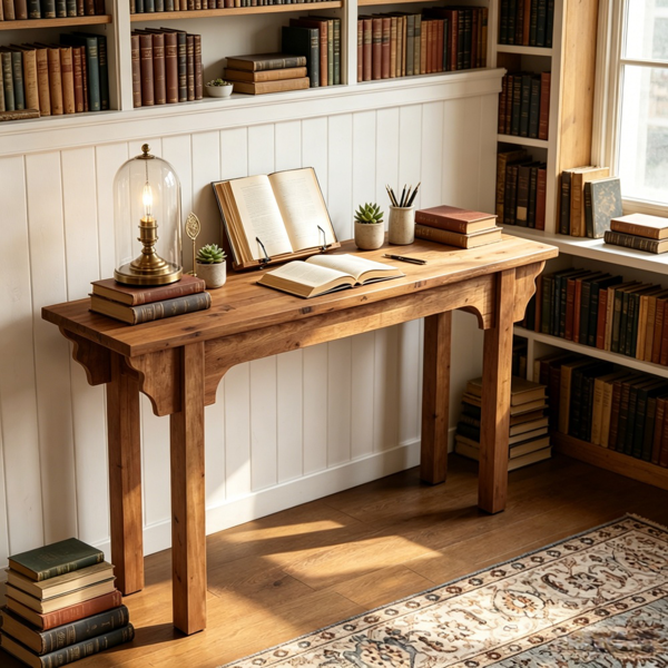 Solid Wood Console Table - 63" Traditional Design