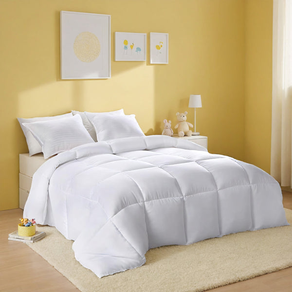 Oversized Checkered Quilted Duvet Cover - Cozy Design