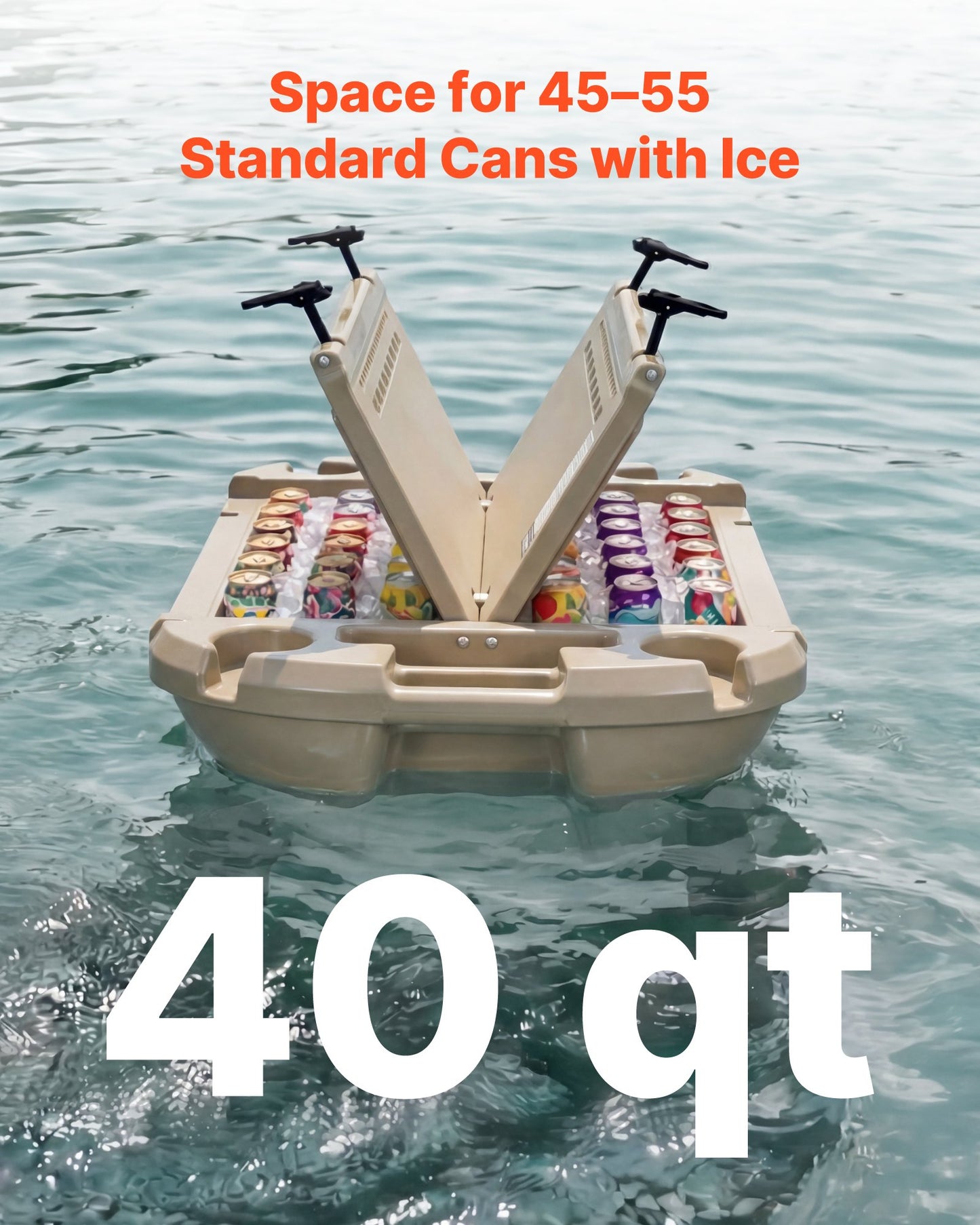 Floating Cooler 40 QT Ice Chest with Wheels & Tow Rope for Lake & Pool