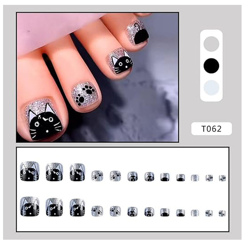 24-Piece Press-On Toenail Set - Long Square Artificial Acrylic Nails