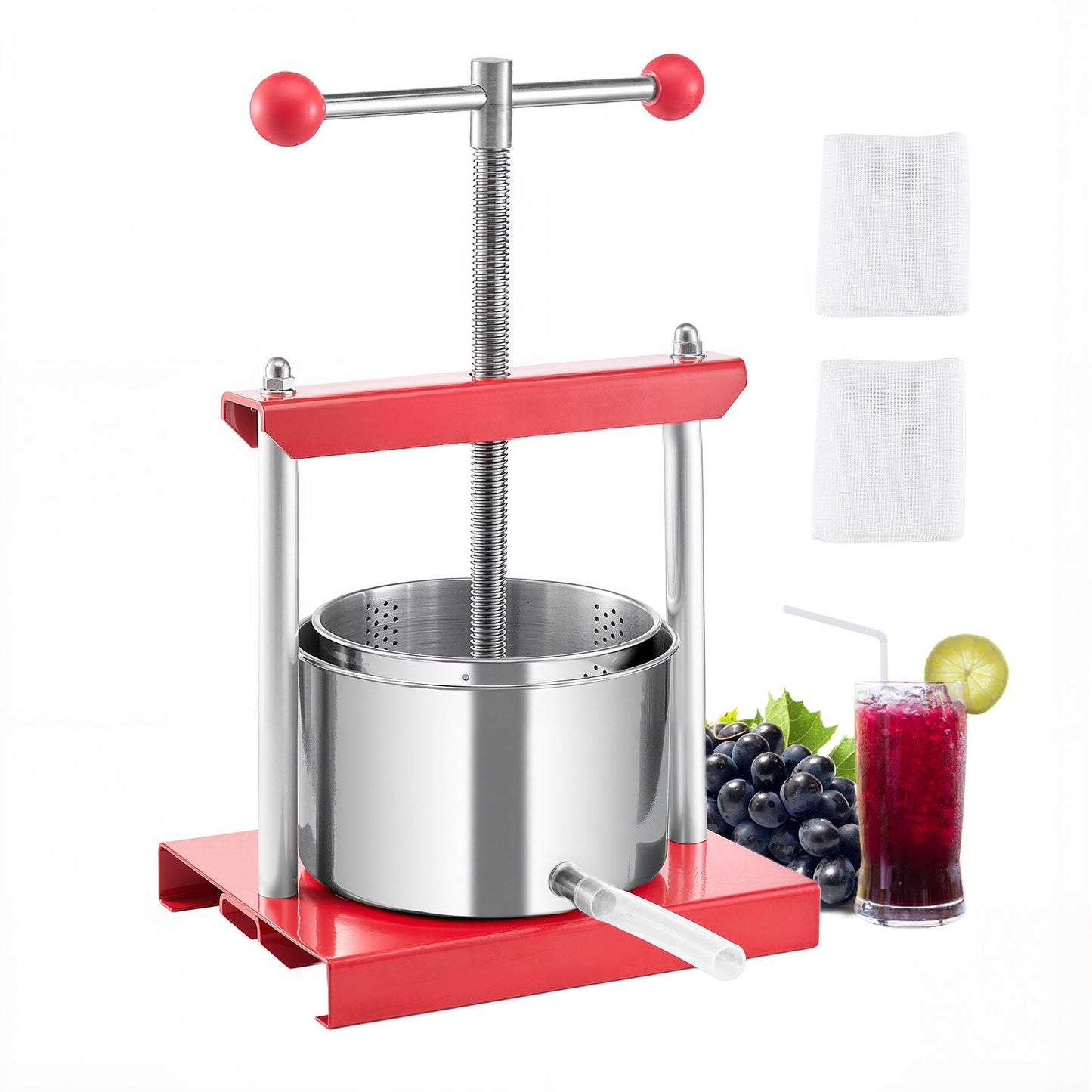 Manual Fruit Wine Press - 3L Stainless Steel Juicer