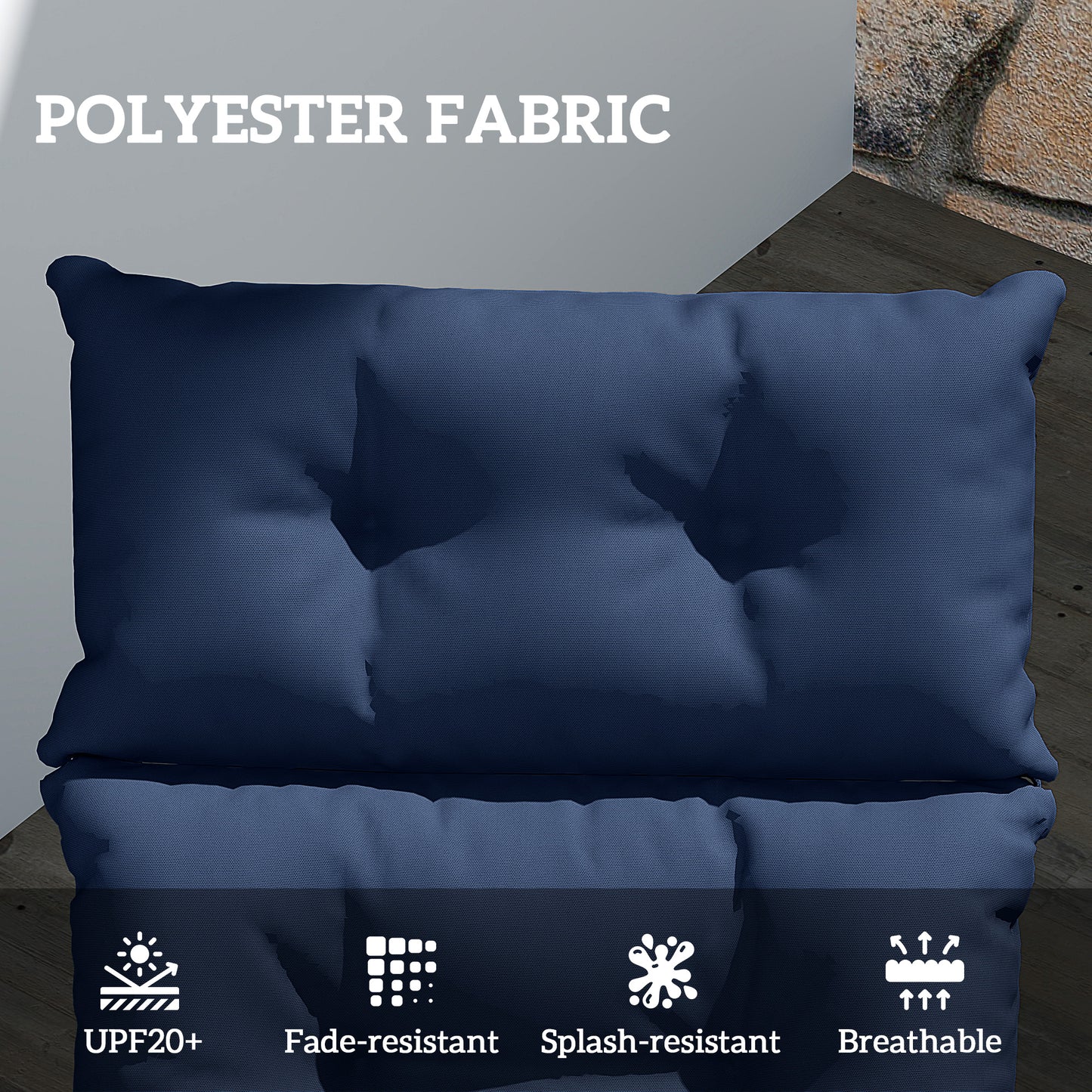 Outdoor Chaise Lounge Cushion - Navy Blue, 74.8" x 22" x 4"