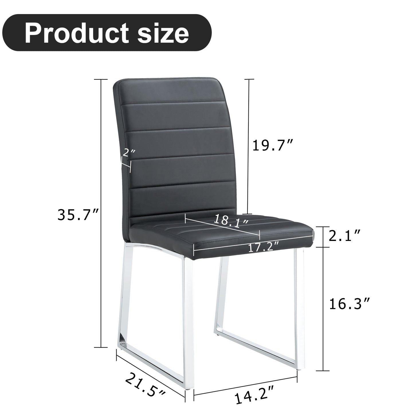 2-Pack - Premium PU Office Dining Chairs With High-density Foam,