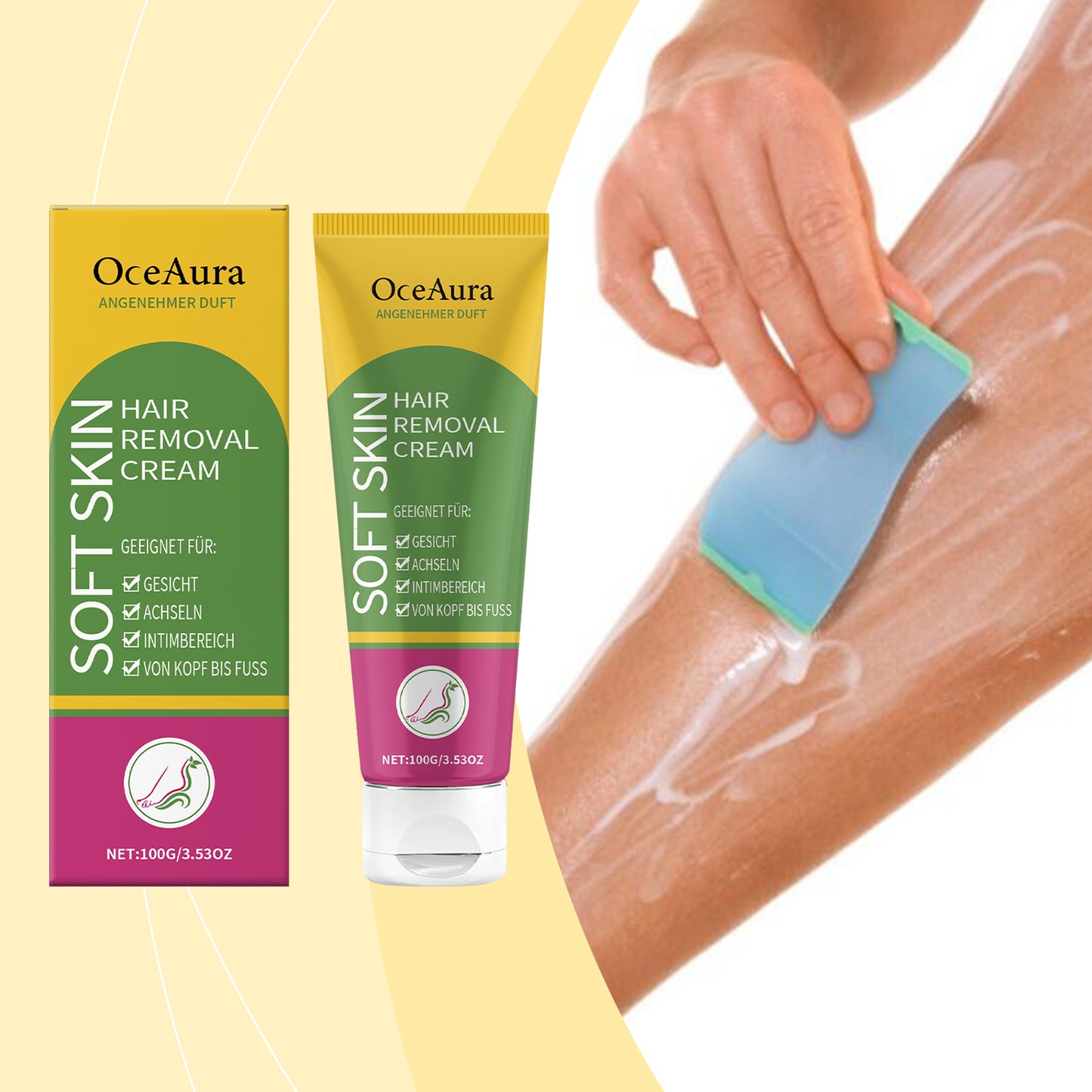 Gentle Soothing Hair Removal Cream for Face and Body - Multiple Sizes