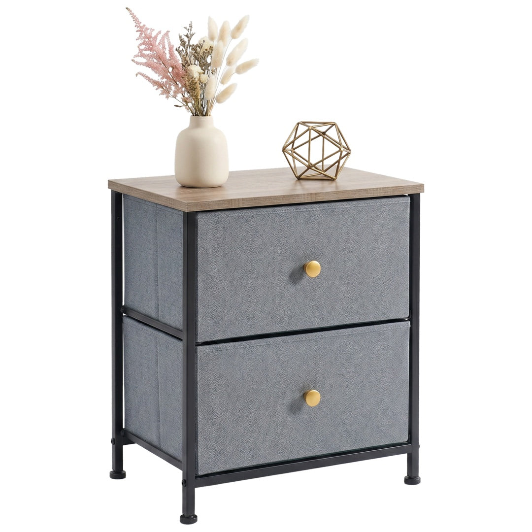 Double Drawer Bedside Table - Versatile Storage for Bedrooms & Living Rooms