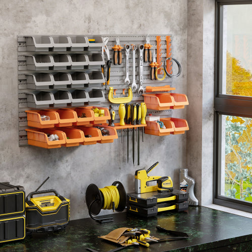 Wall Mounted Pegboard Tool Organizer Rack Kit - 44 Pieces for Garage & Workshop