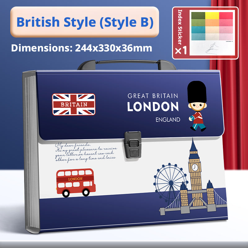 Flag & Windsock Organ Bag with Index Sticker - Red and Blue Fabric