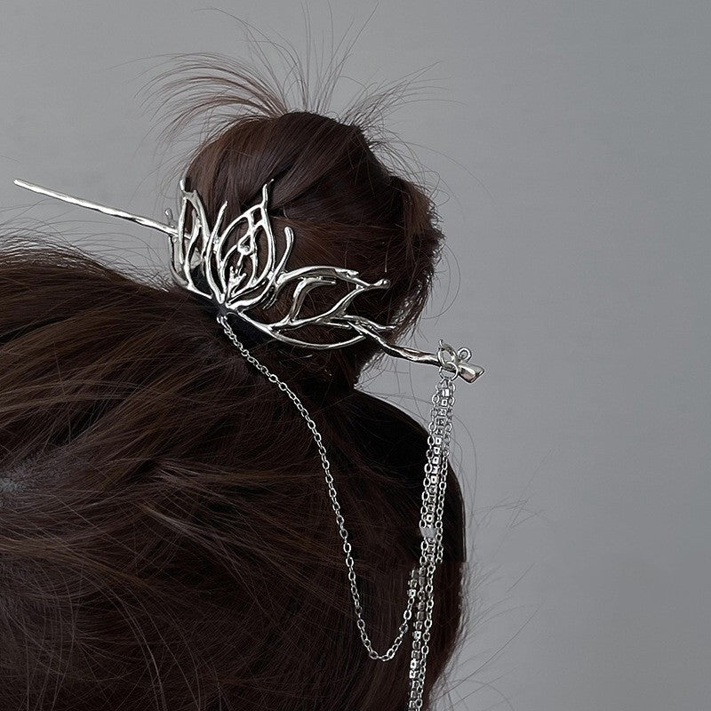 Metal Lotus Hairpin - Elegant Chinese Wind Hair Accessory for Women