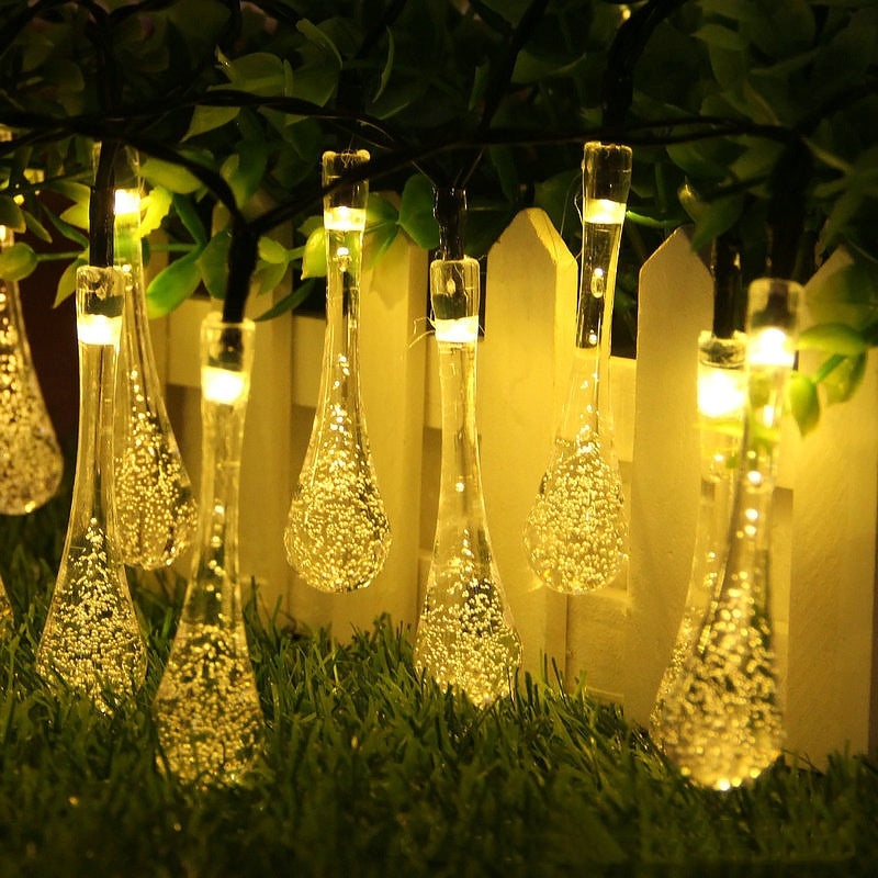 Outdoor Water Drop LED String Lights USB & Battery Powered Decorative Lamp