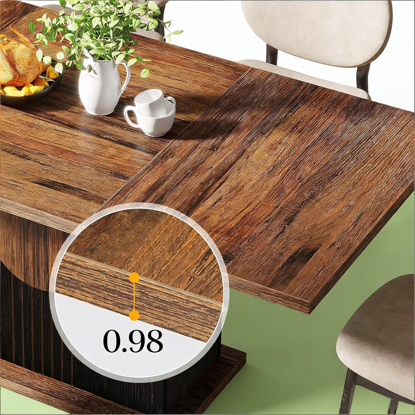Rectangular Dining Table - Brown Wood Finish, Seats 4-6