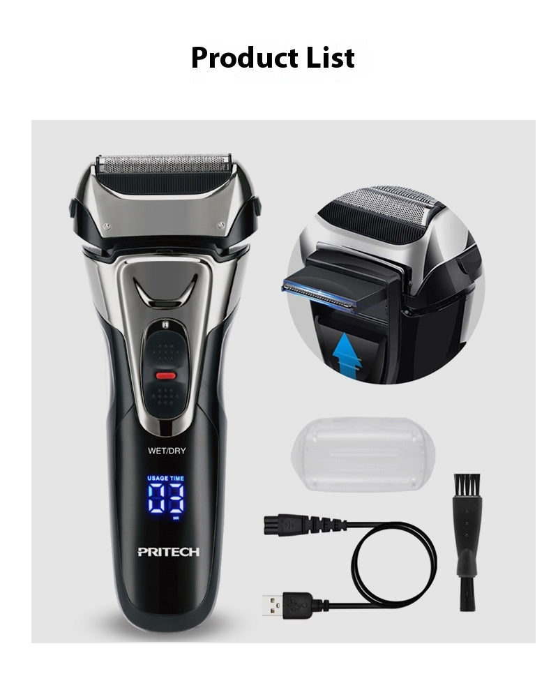 Electric Shaver with LED Display - Rechargeable