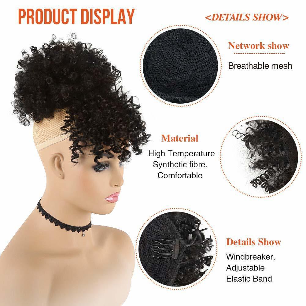 Curly Puff Ponytail Bangs Hair Piece Bun Clip for Stylish Hair Styling