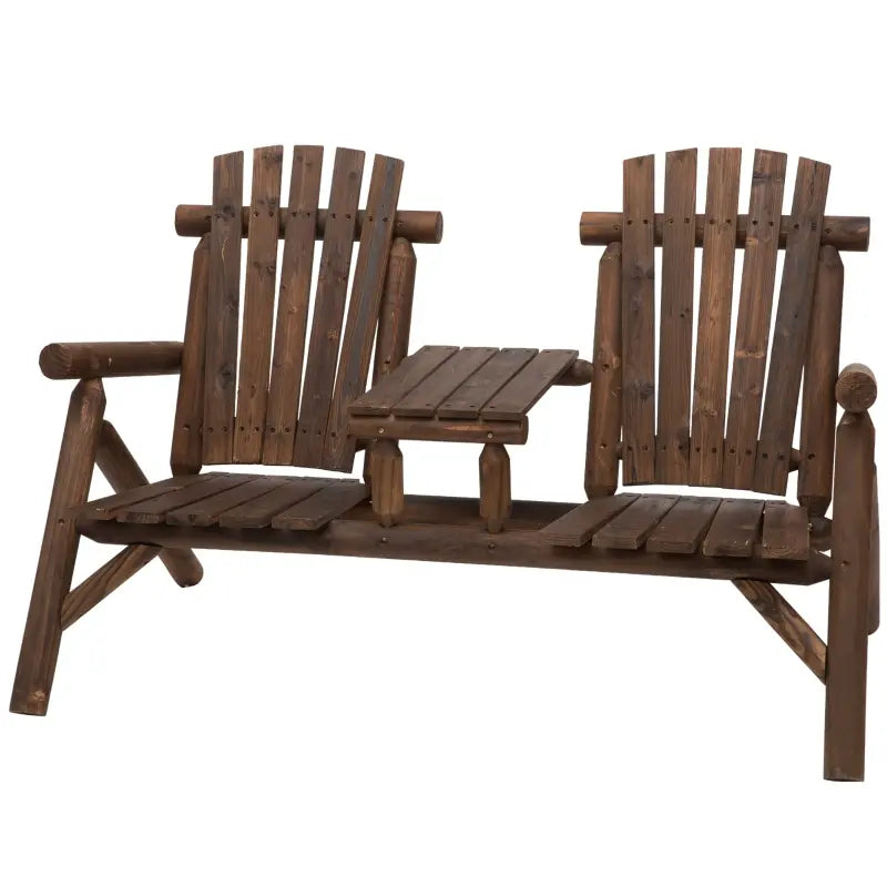 Adirondack Outdoor Patio Chair Bench with Coffee Table - Carbonized