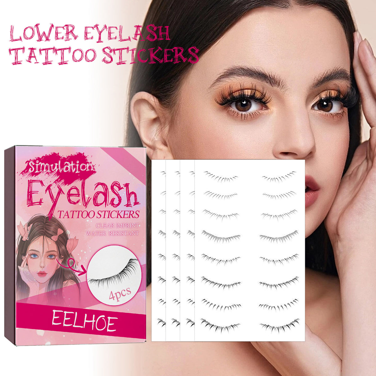Personalized Eyelash Stickers Set - 4PCS Cosmetic Lash Accessories