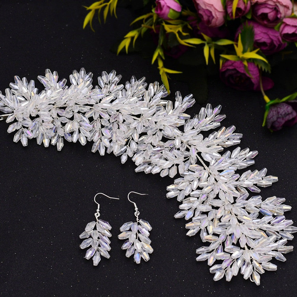 Bridal Crystal Rhinestone Headdress & Earring Set