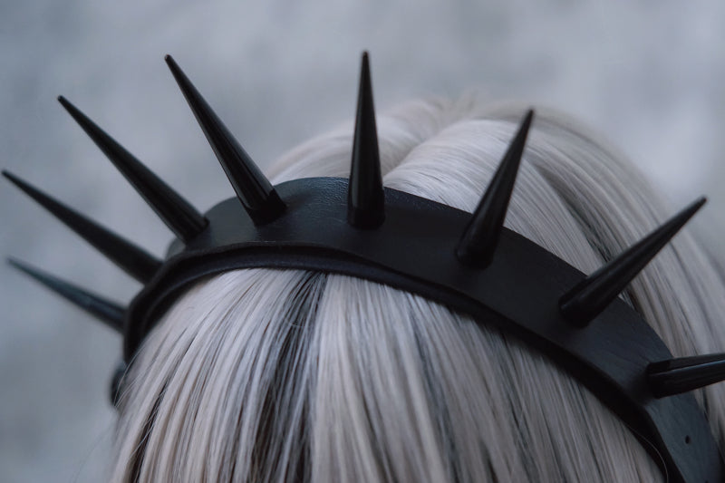 Dark Punk Rivet Headband - Imitation Leather Hair Band