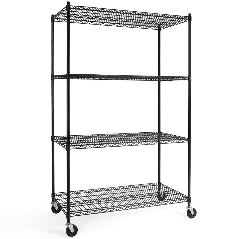 Heavy-Duty Adjustable Metal Storage Shelf with Wheels - Multi-Layer