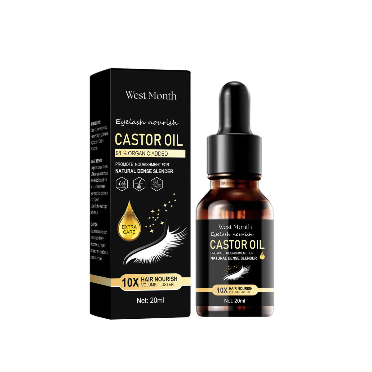 Long Black Eyelash Growth Serum 20ml - Moisturizing & Natural Care