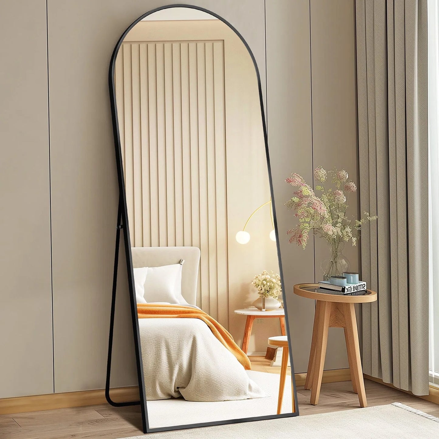 71x26 Inch Arched Full Length Floor Mirror with Aluminum Alloy Frame
