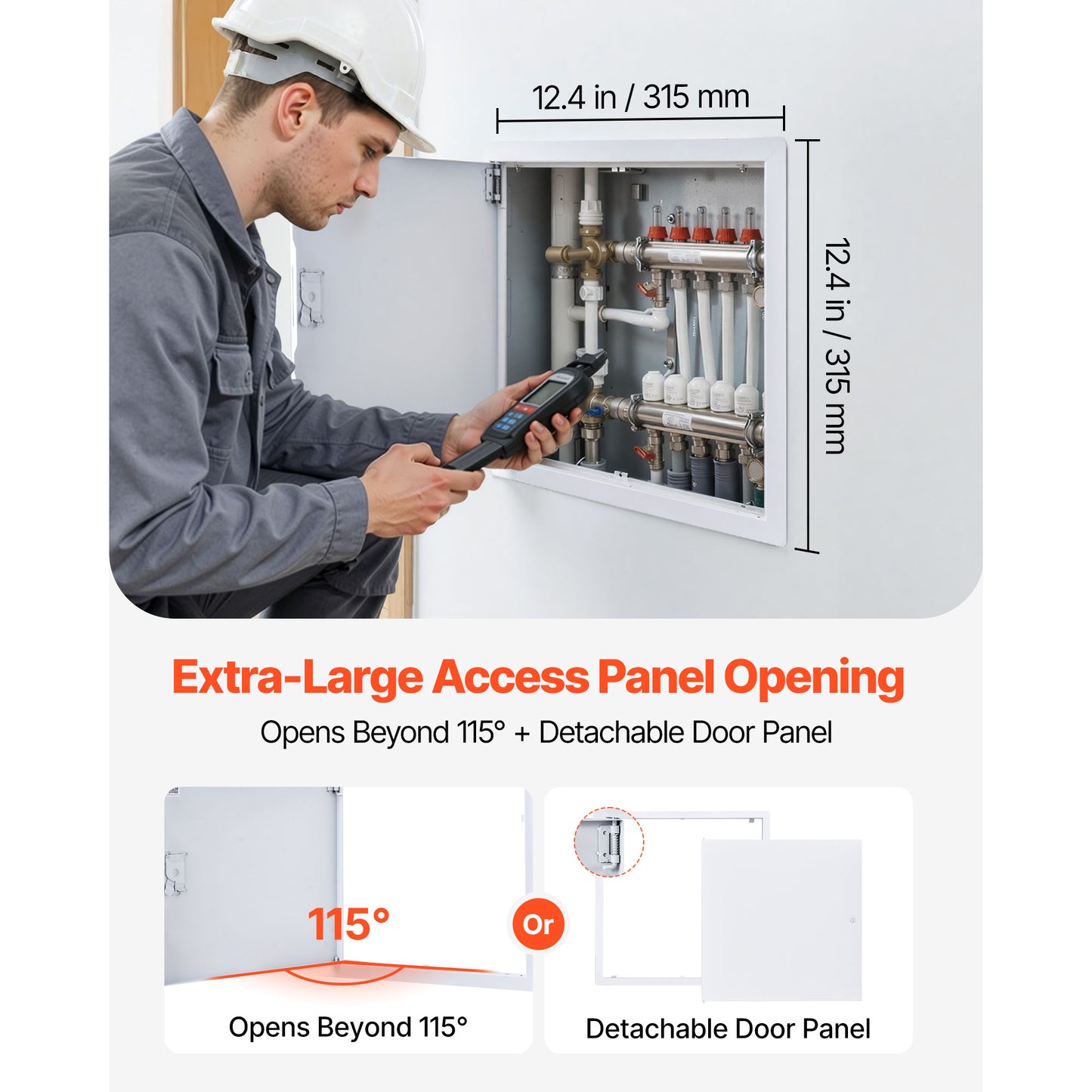 Galvanized Steel Access Panel for Drywall 13.3x13.3in - Easy Install Hinged Service Door