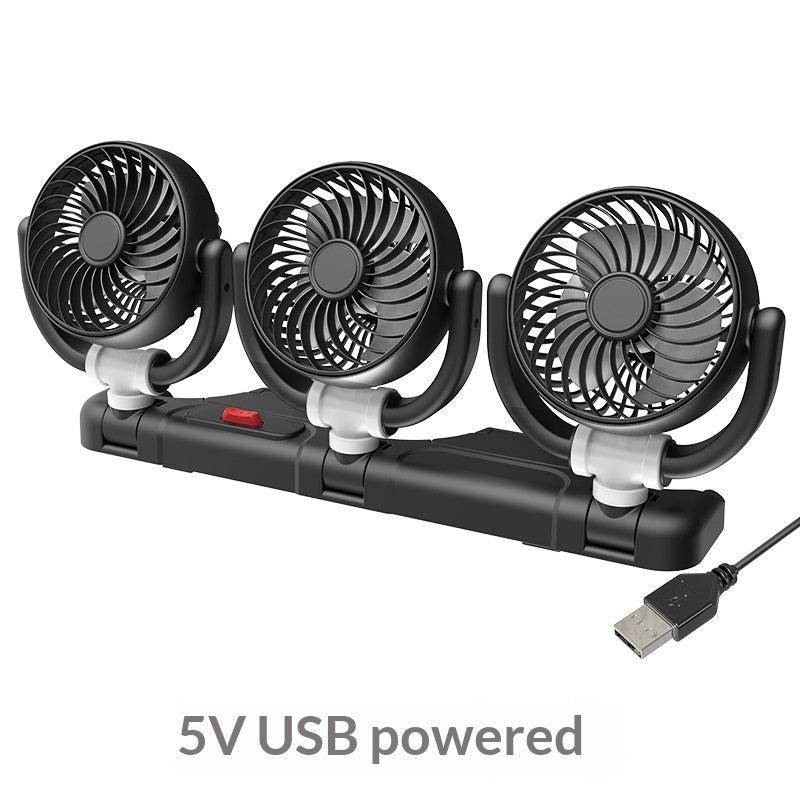 Mini Car Fan with USB Port - In-Car Folding Fan for Vehicle Use